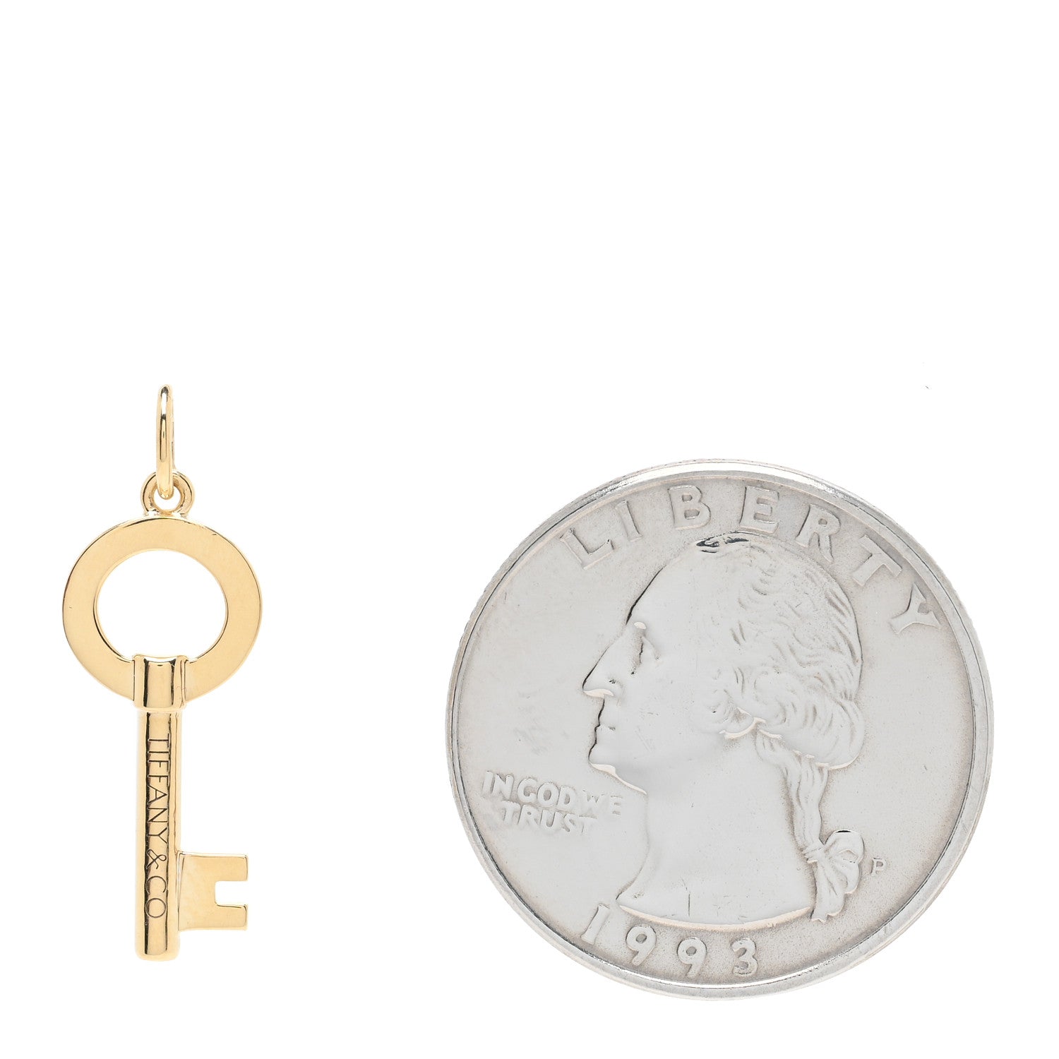 Tiffany 18K Yellow Gold Mini Modern Keys Open Round Key Pendant 2 of 3