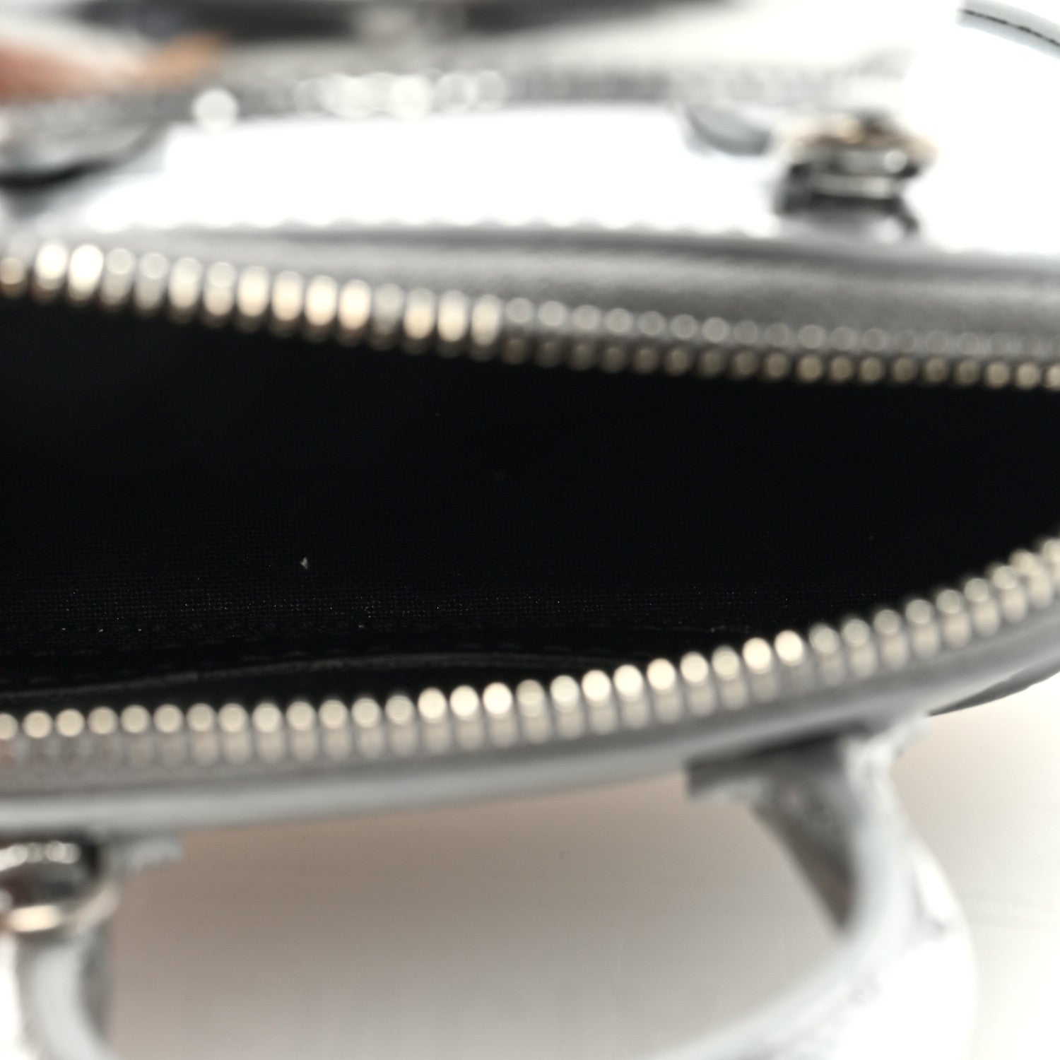 Balenciaga Metallic Calfskin Logo Crocodile Embossed Mini Ville Top Handle Bag Silver Black 5 of 6