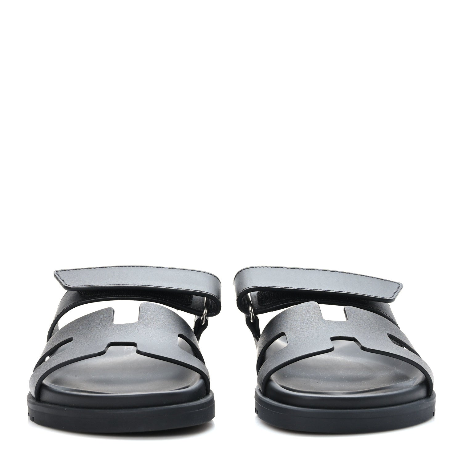 Hermes Calfskin Womens Chypre Sandals 35.5 Black 2 of 8