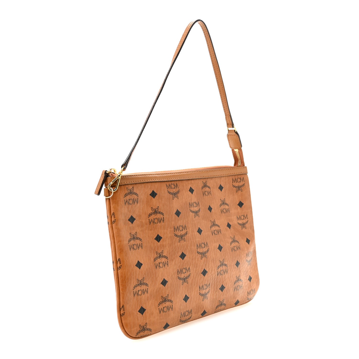 MCM Visetos Liz Shopper Tote Pouch Cognac 3 of 9