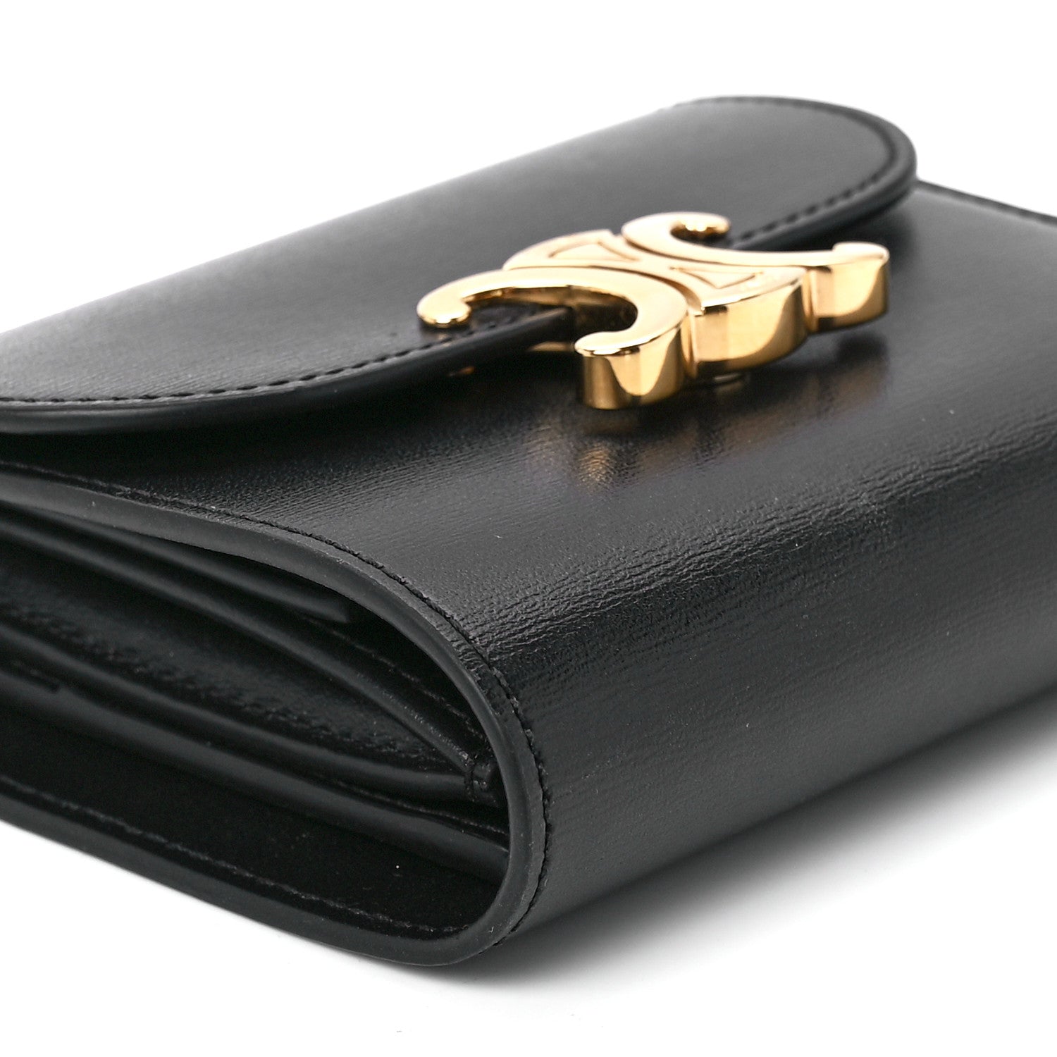 Celine Shiny Smooth Lambskin Small Triomphe Wallet Black 12 of 13