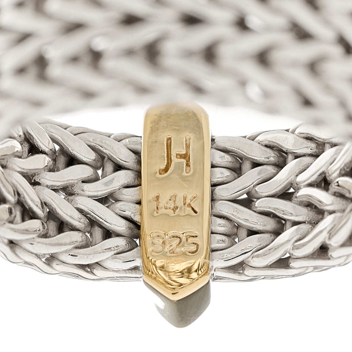 Sterling Silver 14K Yellow Gold Carved Chain Ring 49 5
