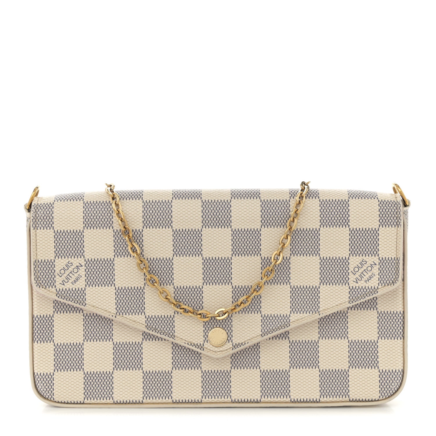 Louis Vuitton Damier Azur Pochette Felicie Chain Wallet Rose Ballerine 1 of 13