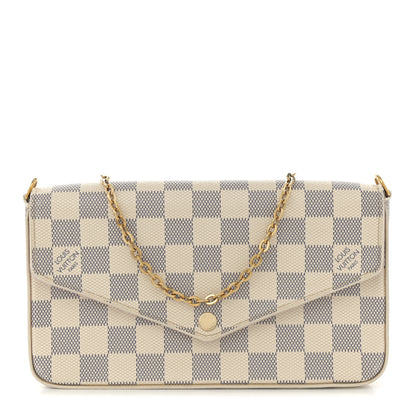 Louis Vuitton Damier Azur Pochette Felicie Chain Wallet Rose Ballerine 1 of 13