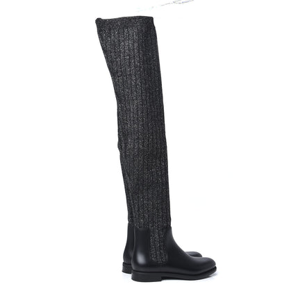 Givenchy Knit Rubber Storm Over The Knee Boots 40 Black Grey 4 of 6