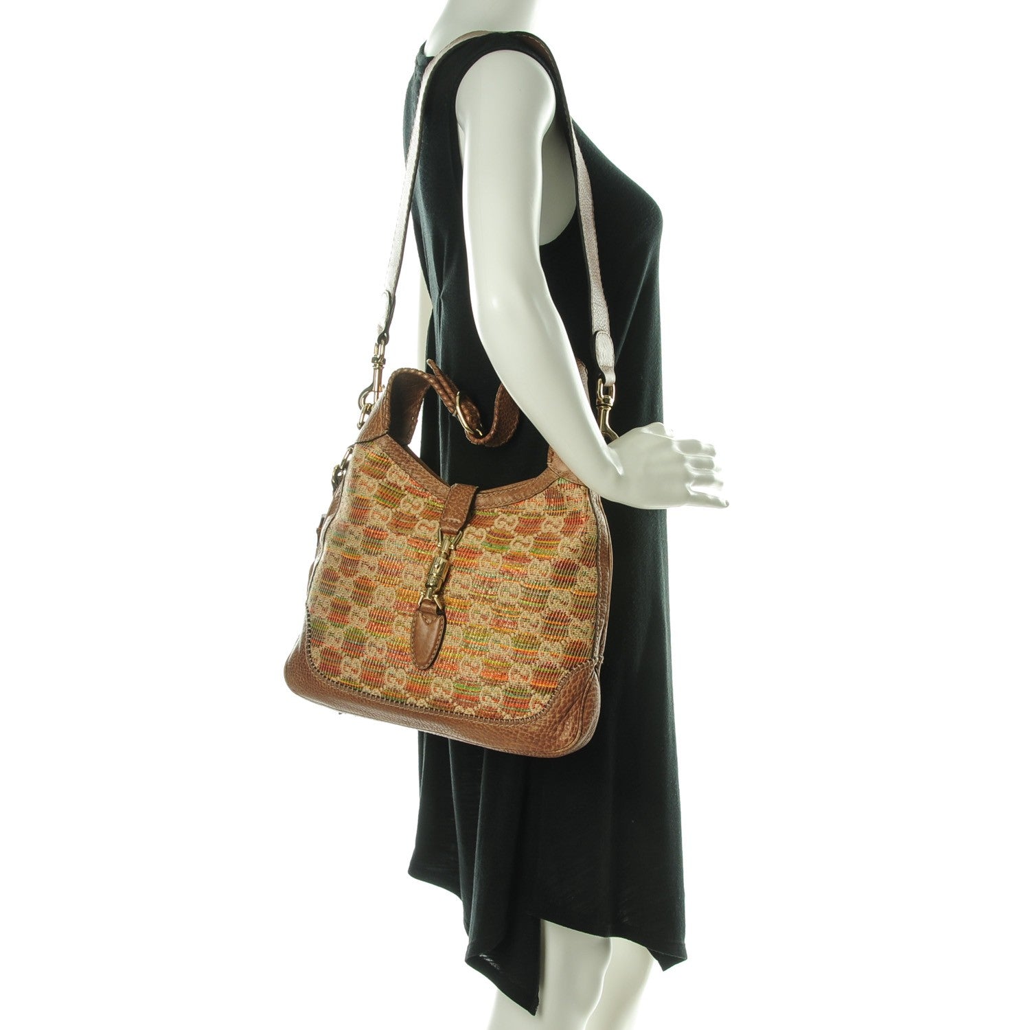 Gucci Straw Libeccio Medium New Jackie Shoulder Bag Multicolor 2 of 7