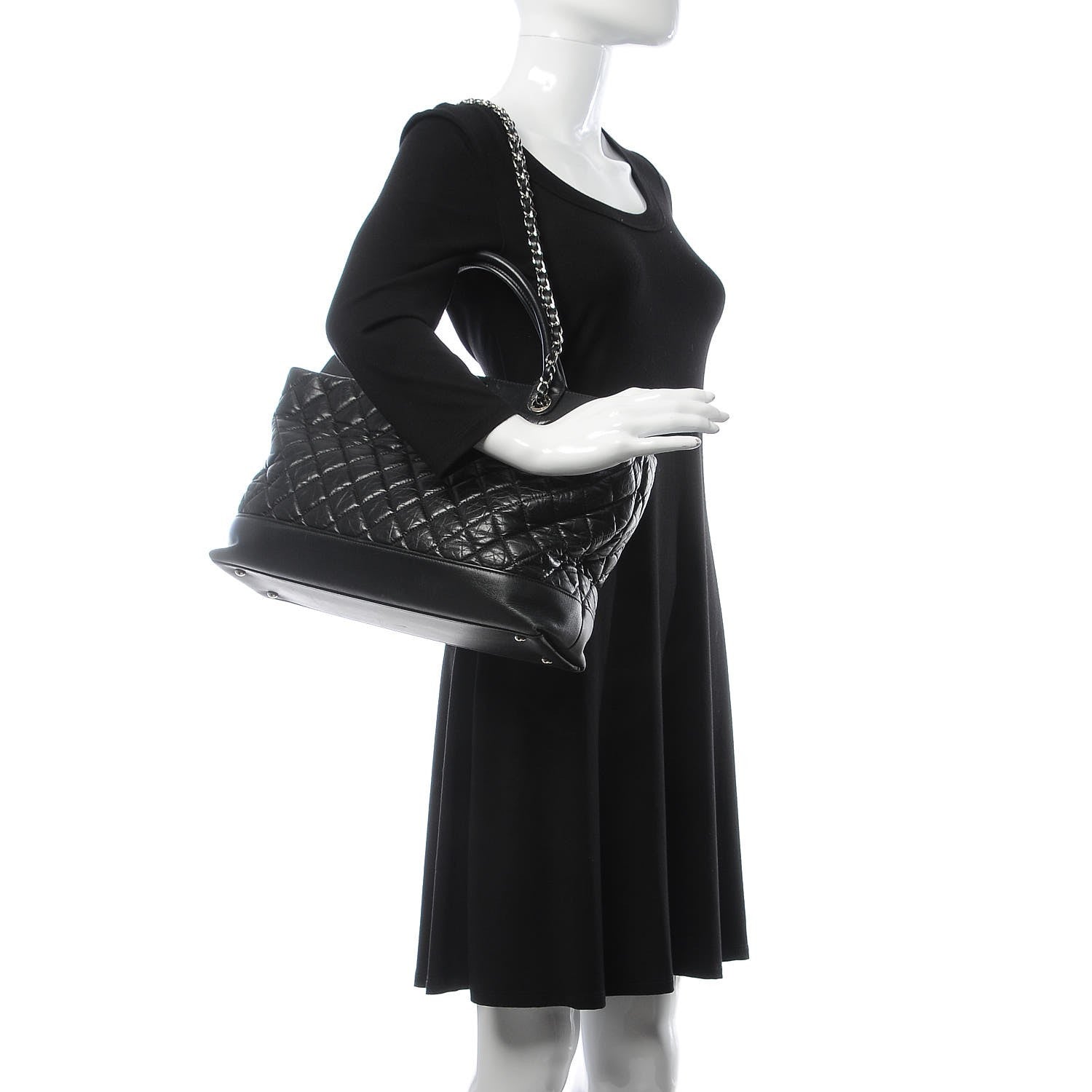Chanel Aged Calfskin Quilted Be CC Tote Black 2 of 19