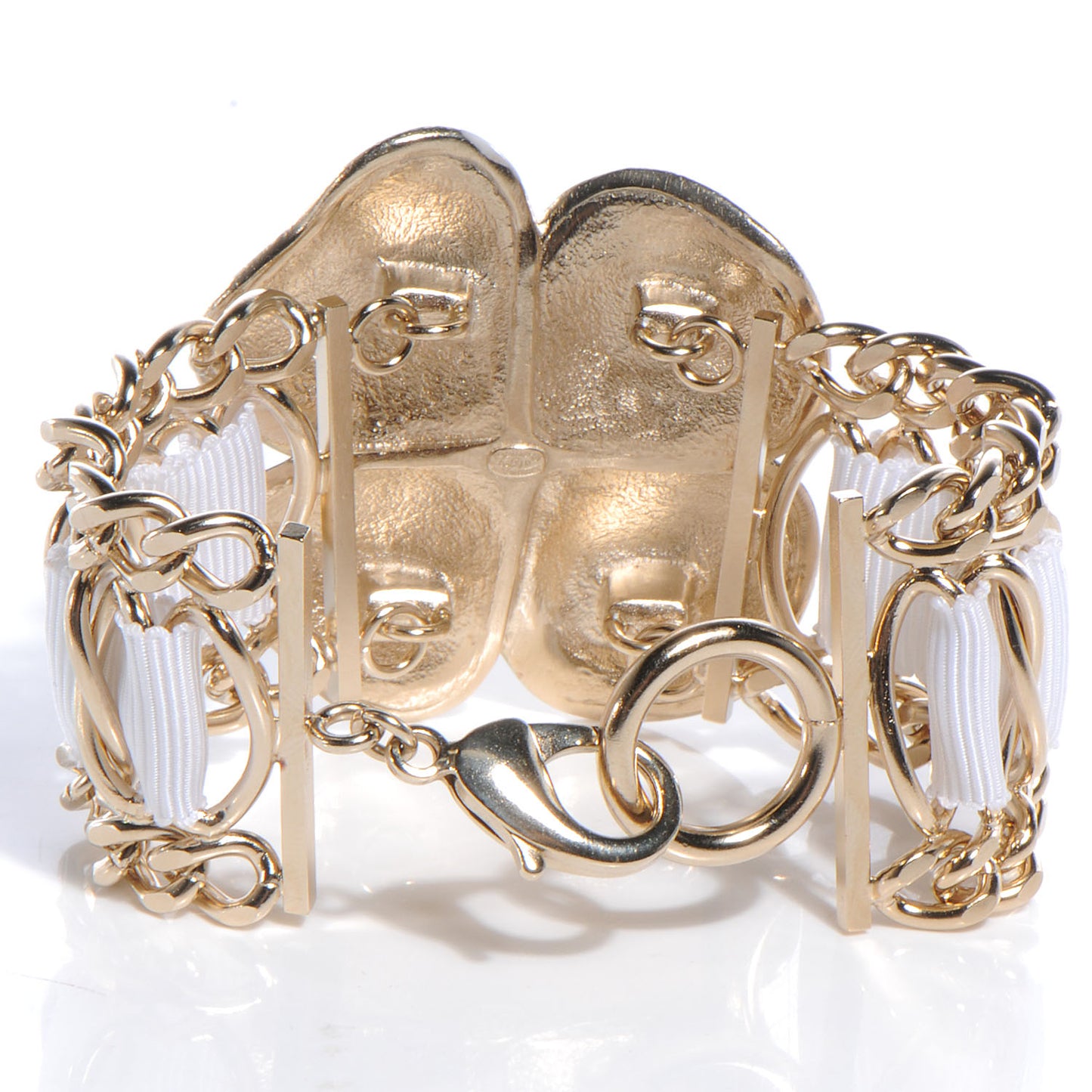 Enamel Camellia Chain Ribbon Bracelet White