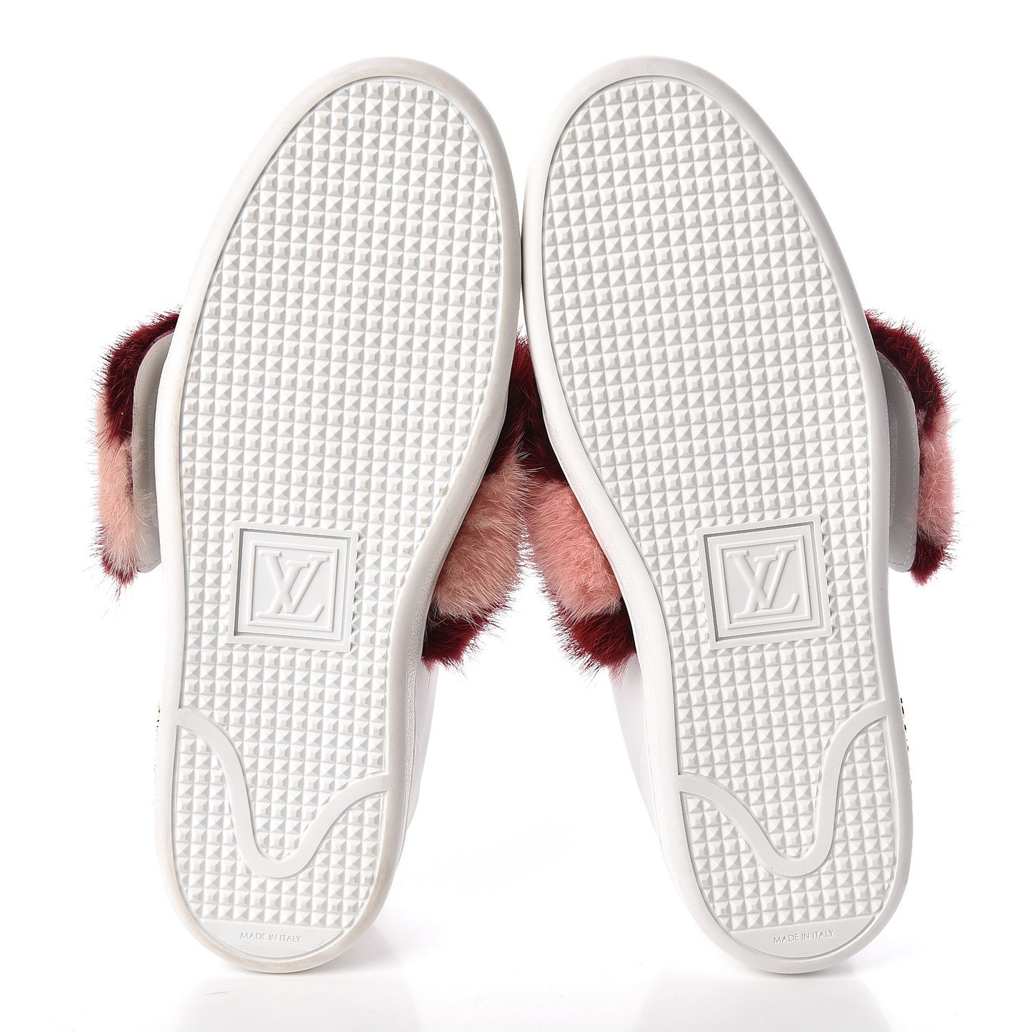 Calfskin Mink Fur Frontrow Sneakers 38.5 White