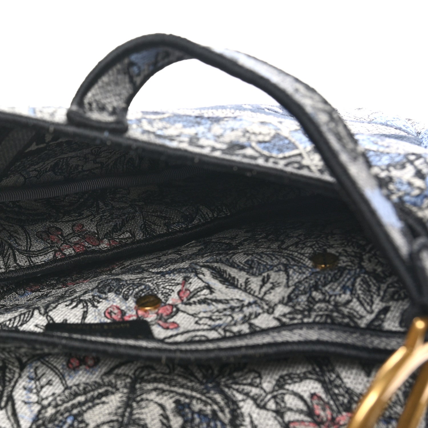 Christian Dior Canvas Embroidered Jardin Magique Saddle Bag Denim Multicolor 5 of 10