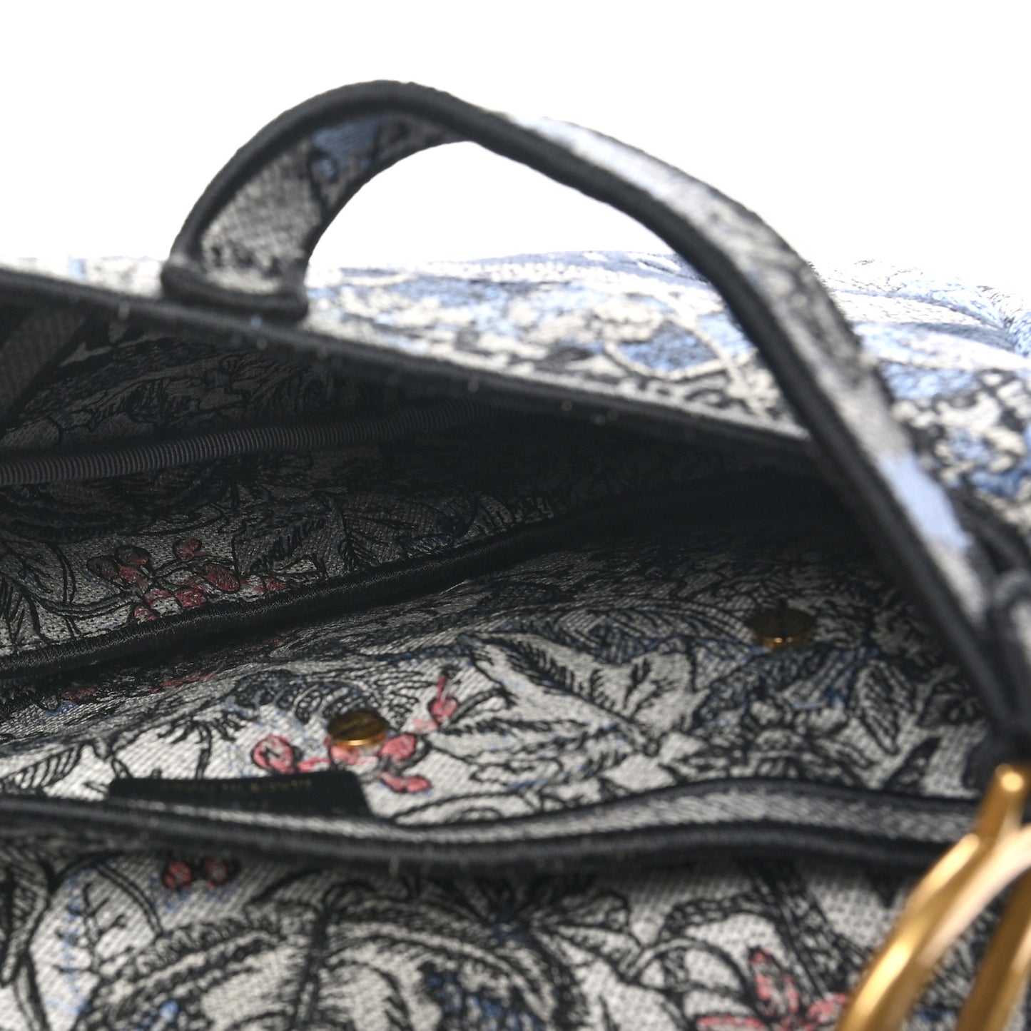 Canvas Embroidered Jardin Magique Saddle Bag Denim Multicolor