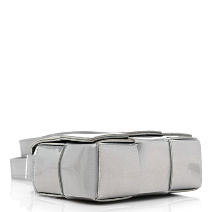 Bottega Veneta Metallic Patent Calfskin Maxi Intrecciato Extra Mini Cassette Crossbody Bag Silver 4 of 8