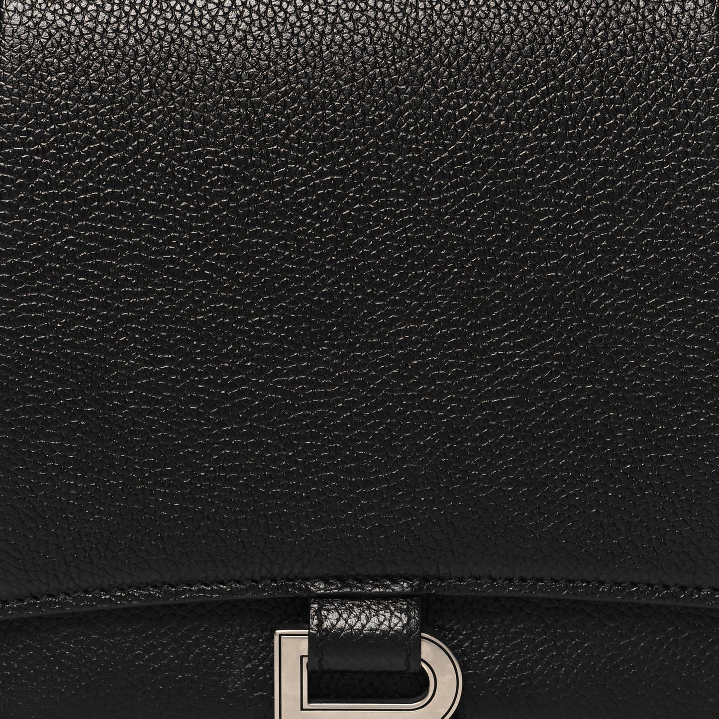 Grained Calfskin Medium Hourglass Top Handle Bag Black