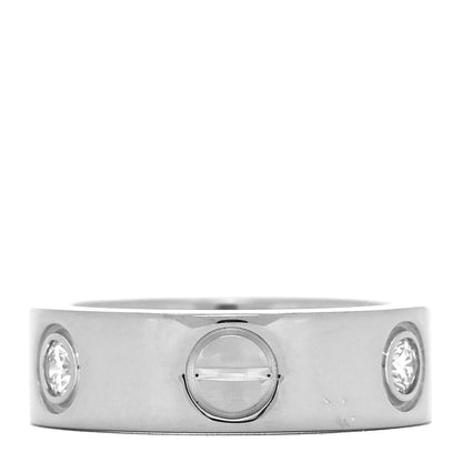 Cartier 18K White Gold 3 Diamond 5.5mm LOVE Ring 46 3.75 3 of 5