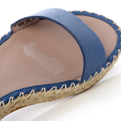 Valentino Garavani Grained Calfskin Rockstud Ankle Strap Espadrille Flat Sandals 41 Baltique 11 of 12