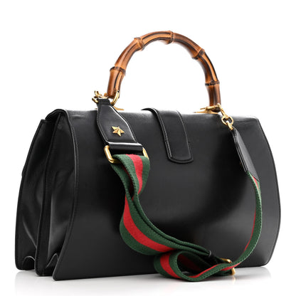 Gucci Calfskin Bamboo Web Large Dionysus Top Handle Bag Black Bright Evergreen Hibiscus Red 3 of 17