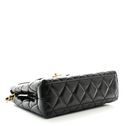 Chanel Shiny Aged Calfskin Quilted Nano Kelly Shopper Black 4 of 11