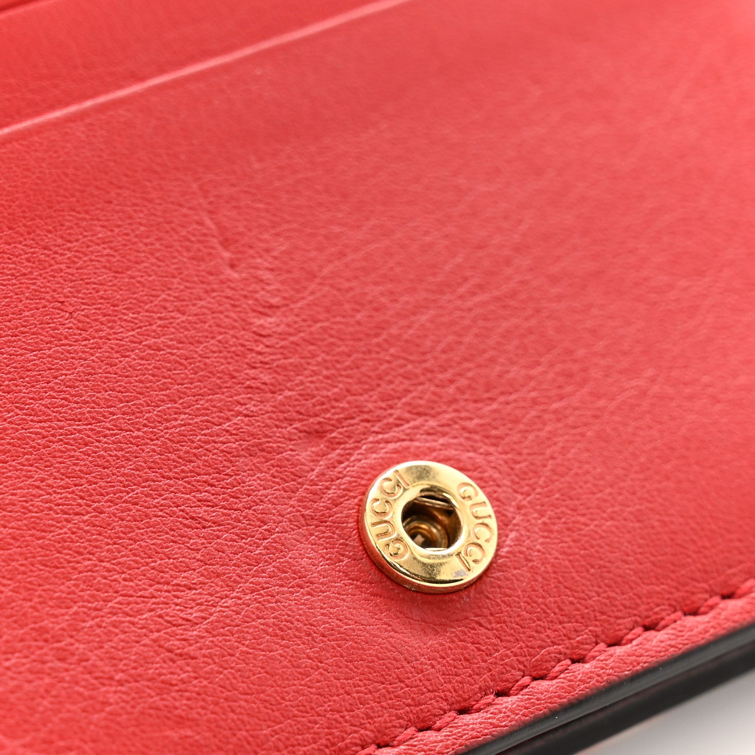 Gucci GG Supreme Monogram Apple Card Case Wallet Beige Multicolor Lobster Red 9 of 11