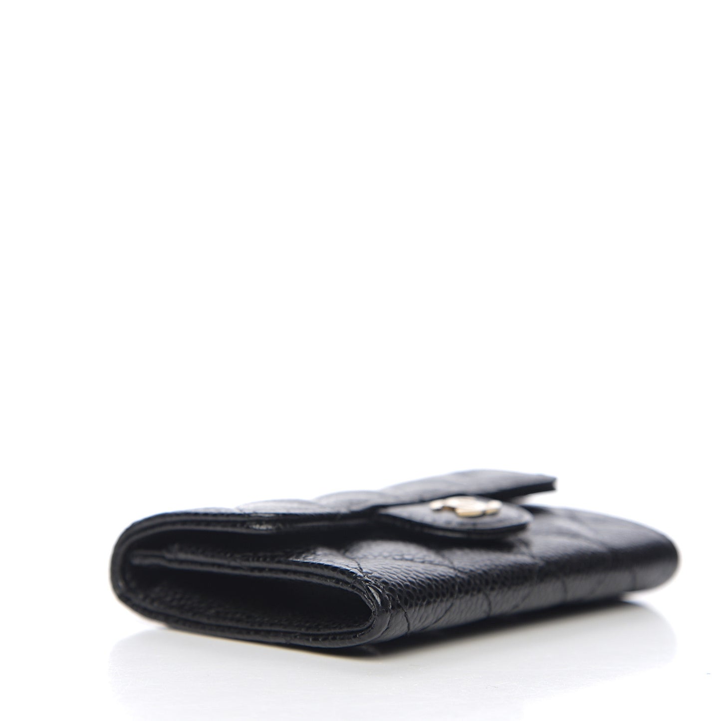 Caviar Quilted Flap Card Holder Black