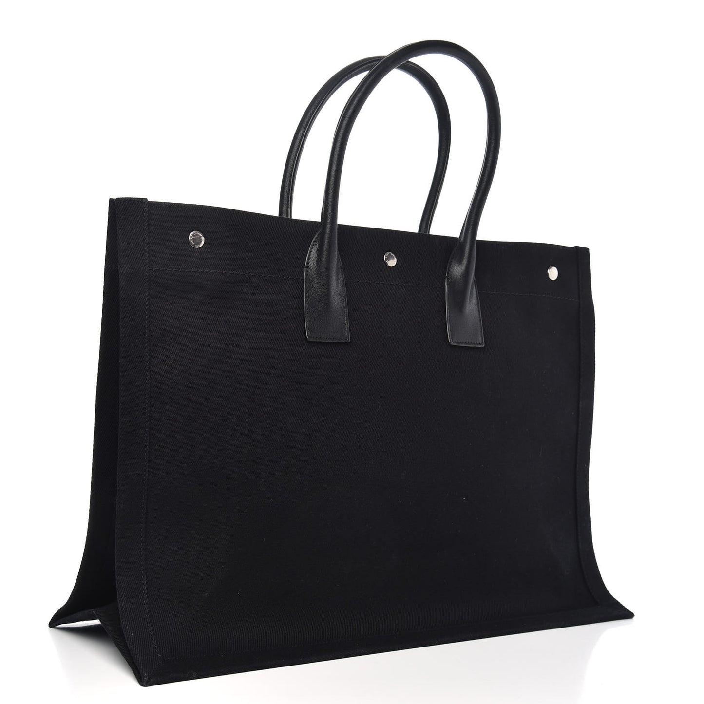 Linen Calfskin Rive Gauche Tote Black