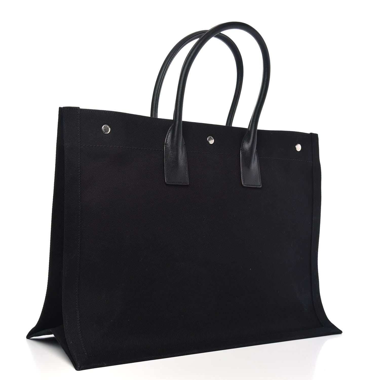 Saint Laurent Linen Calfskin Rive Gauche Tote Black 3 of 9