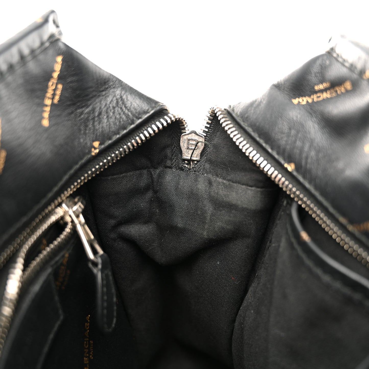 Calfskin Allover Logo XS Bazar Shopper Tote Black Gold