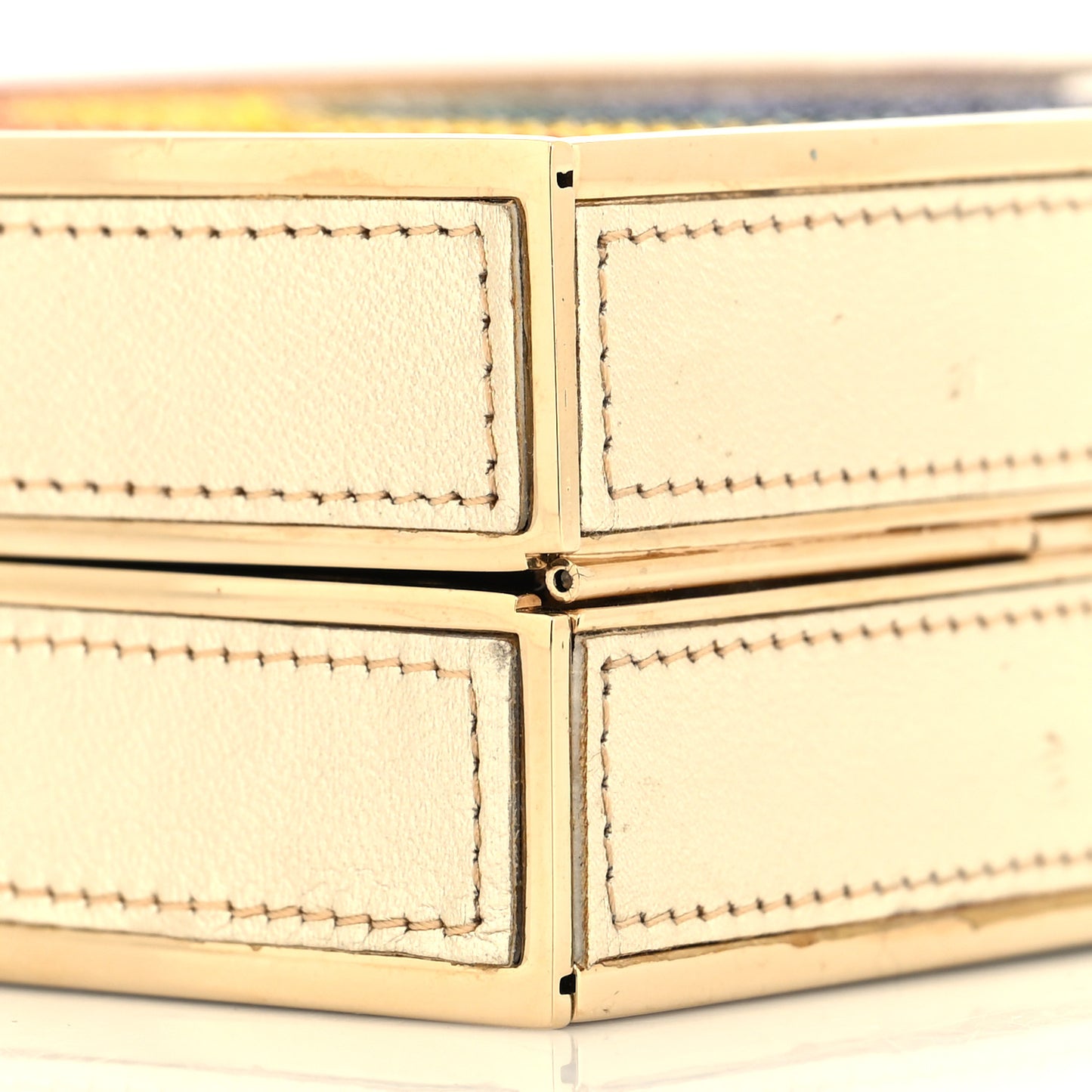 Crystal Rainbow Minaudiere Clutch Gold Multicolor
