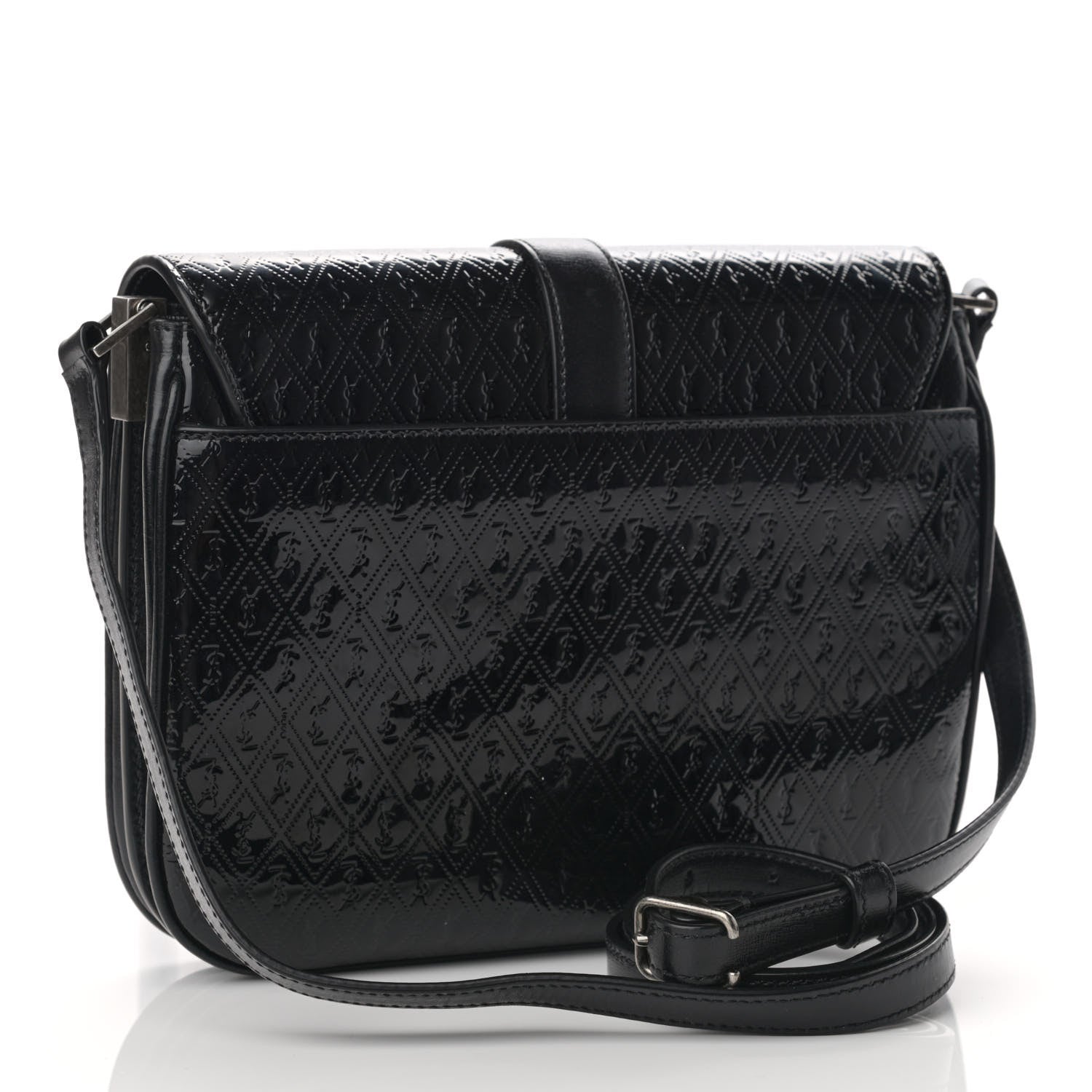 Saint Laurent Patent Embossed Small Le Monogramme Satchel Black 3 of 11