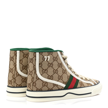 Gucci GG Monogram Web Womens 1977 Tennis High Top Sneakers 36 Beige Ebony Mystic White 4 of 7