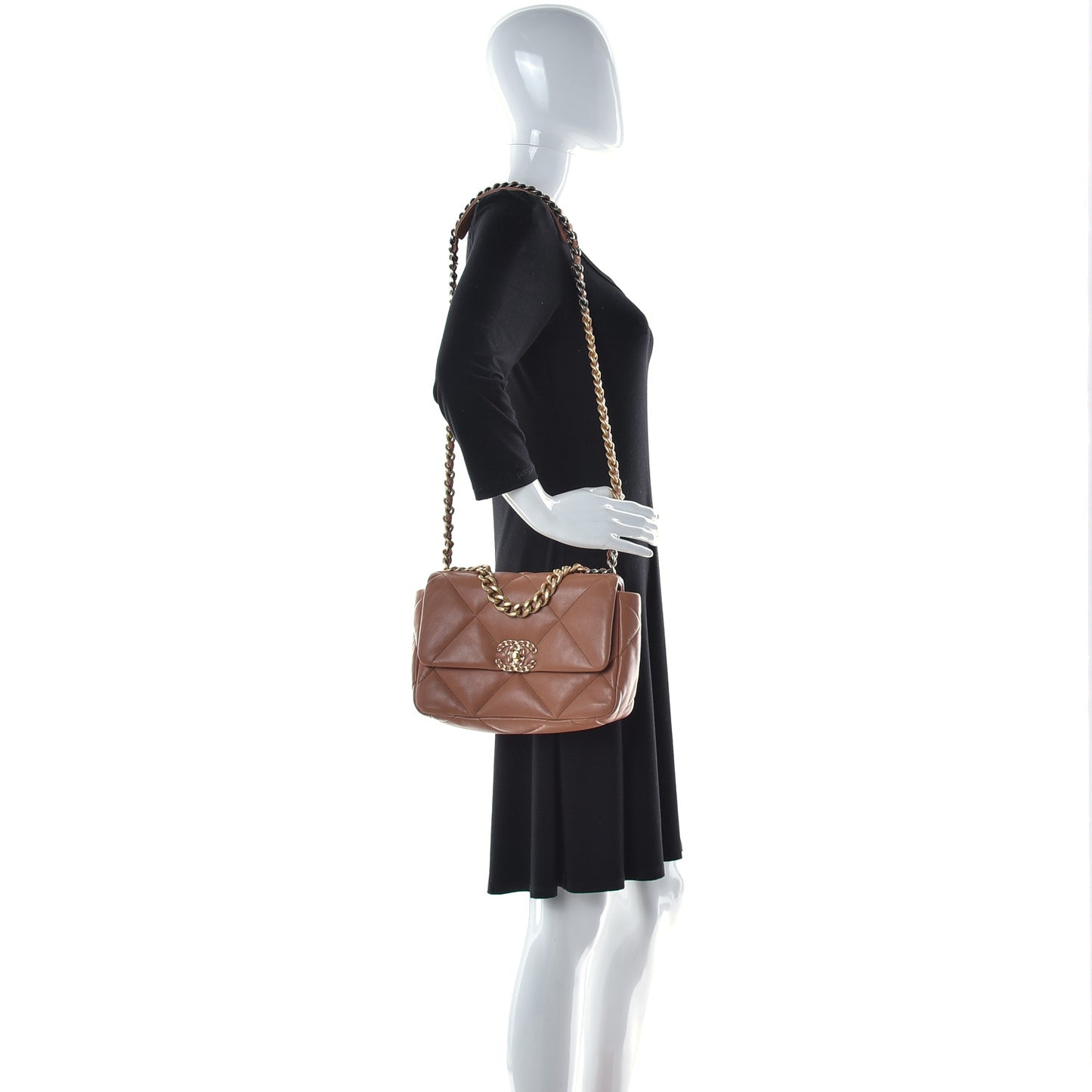 Lambskin Quilted Medium Chanel 19 Flap Brown