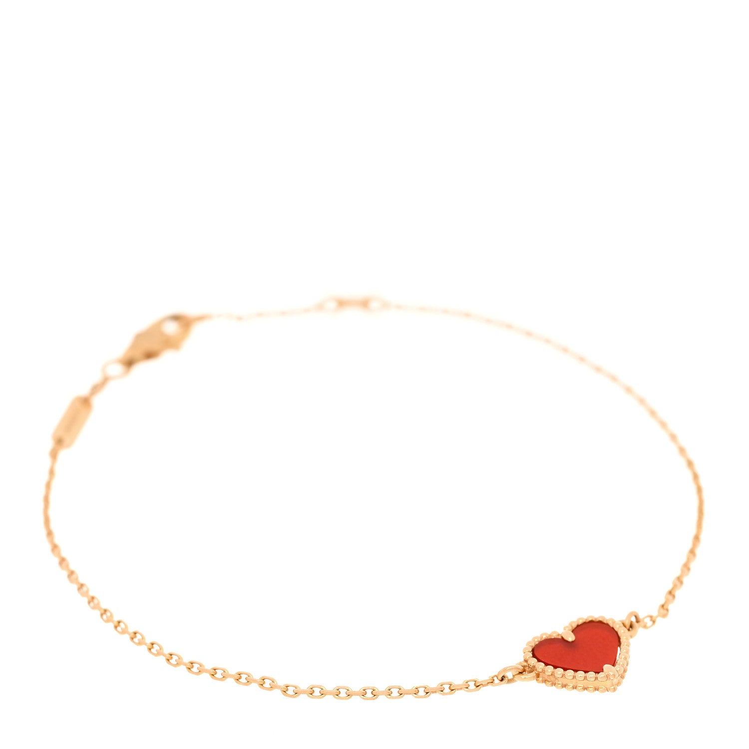 Van Cleef & Arpels 18K Rose Gold Carnelian Sweet Alhambra Heart Bracelet 1 of 7
