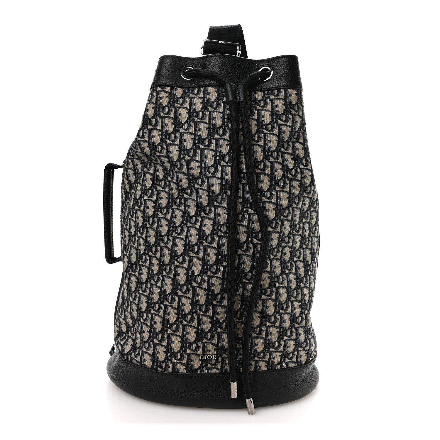 Christian Dior Oblique Convertible Drawstring Sling Bucket Backpack Black Multicolor Black Multicolor 1 of 10