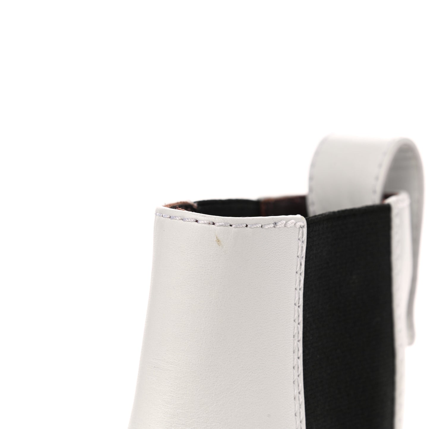 Calfskin Cap Toe CC Ankle Boots 37.5 White Black