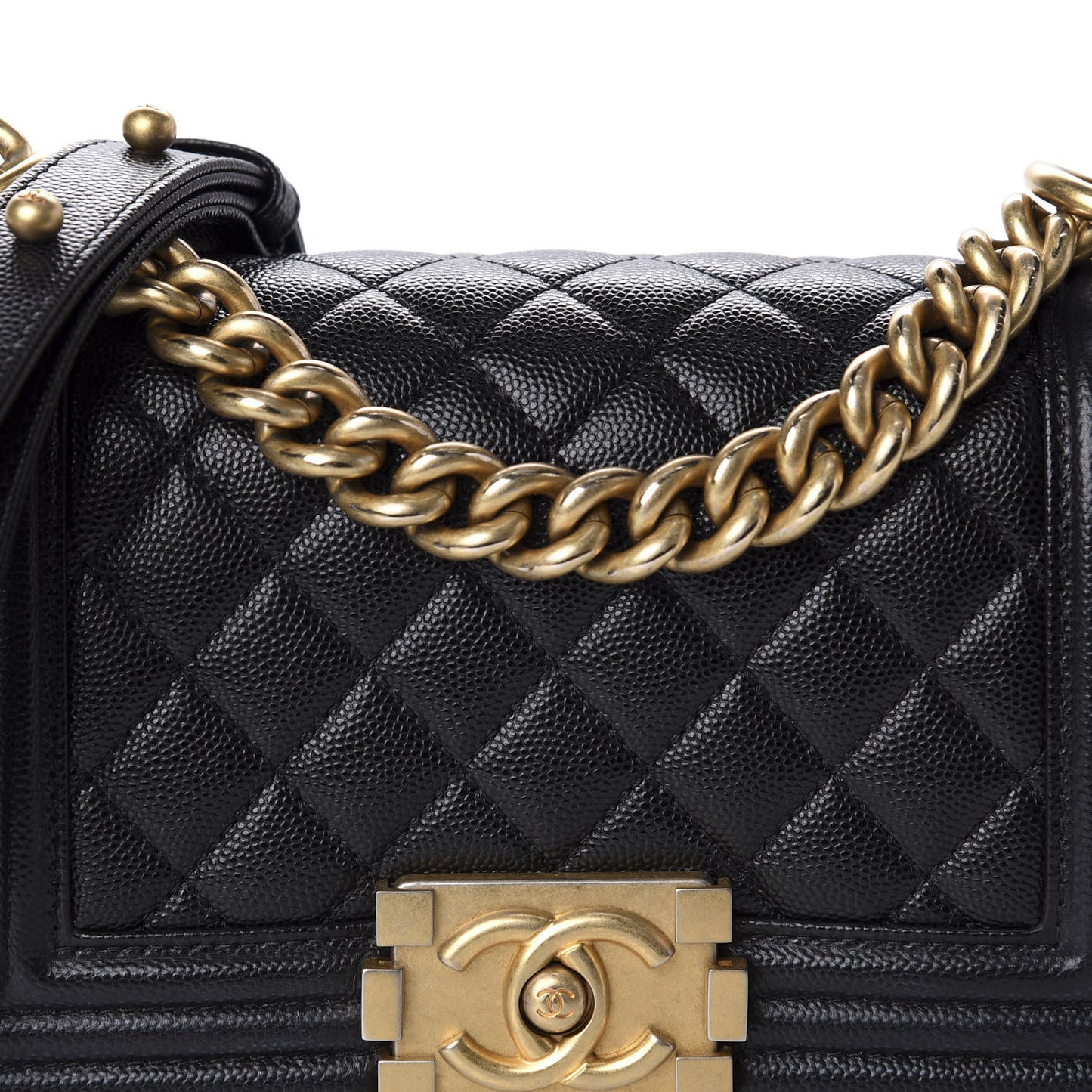 Caviar Quilted Small Boy Flap Black