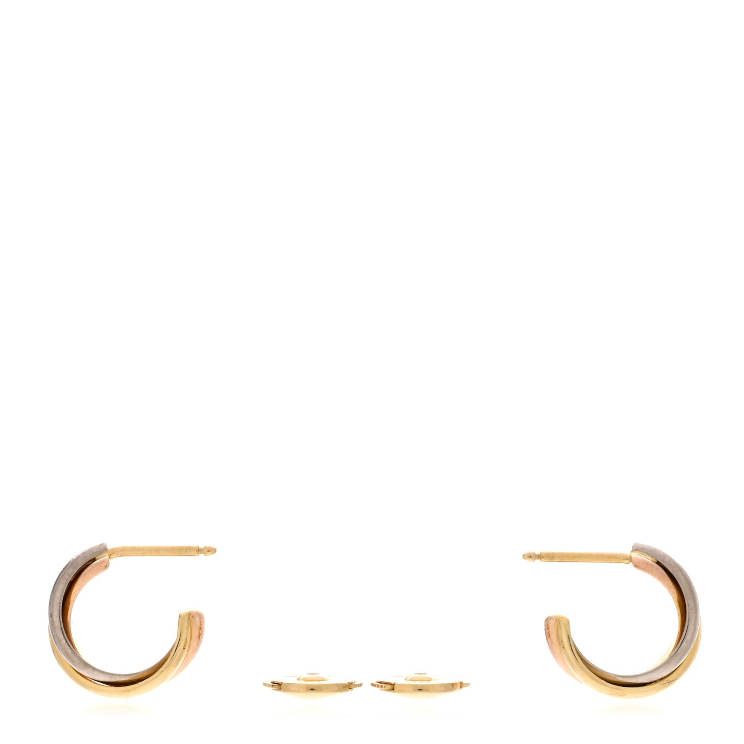 18K Pink Yellow White Gold Small Trinity Hoop Earrings