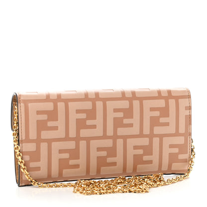 Fendi Vitello Termolagoon F is Fendi FF 1974 Embossed Continental Envelope Wallet On Chain Miele Scuro 3 of 11