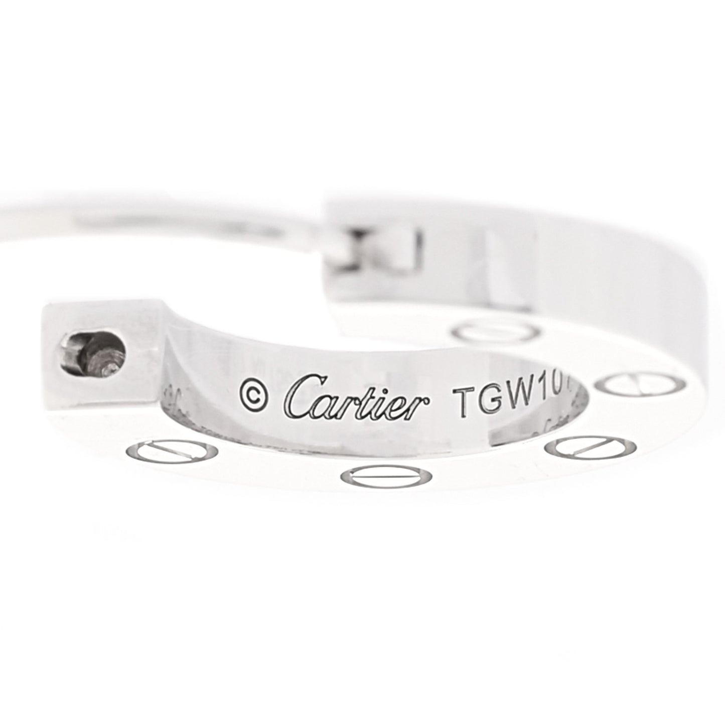 18K White Gold Diamond Pave Single LOVE Hoop Earring
