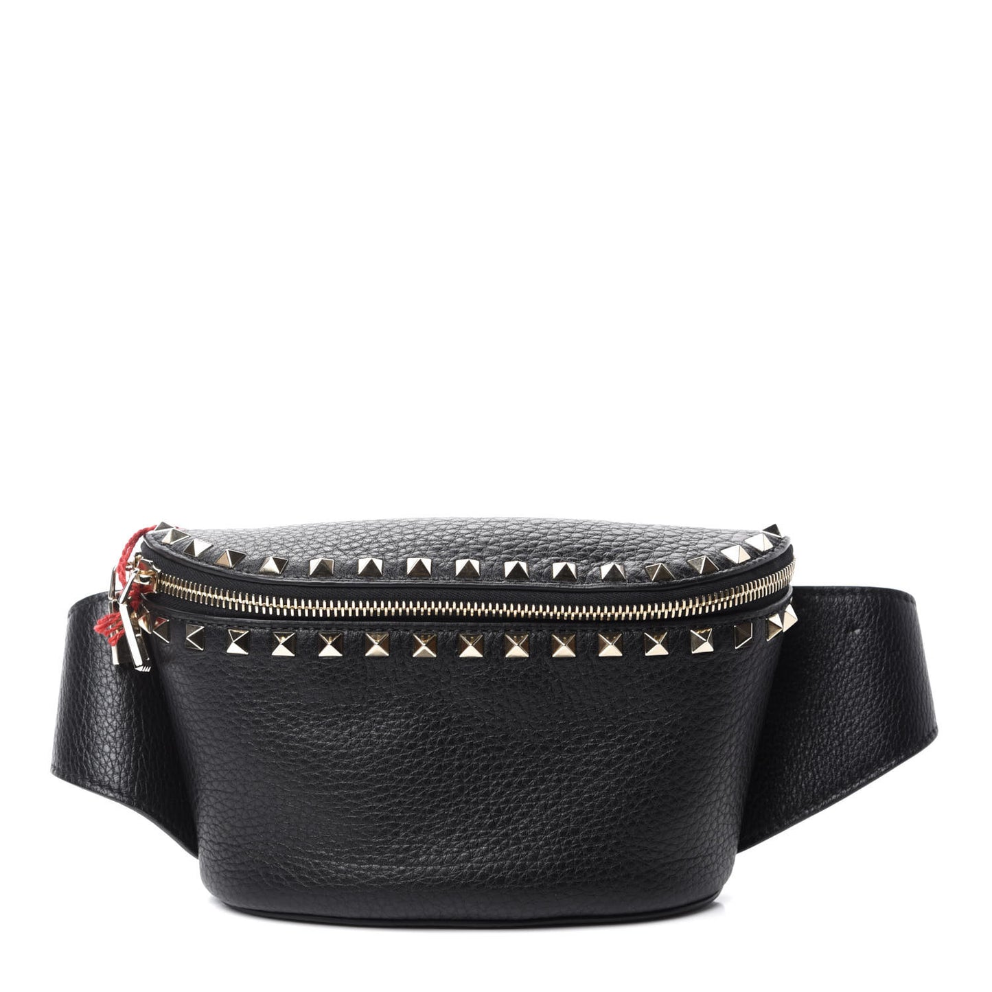 Grainy Calfskin Rockstud Belt Bag Black