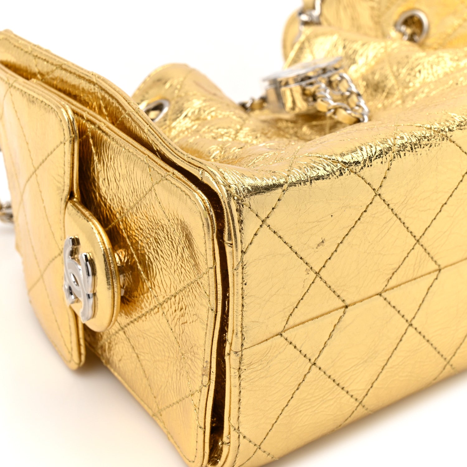 Chanel Metallic Aged Calfskin Mini Chanel 25 Handbag Gold 11 of 13