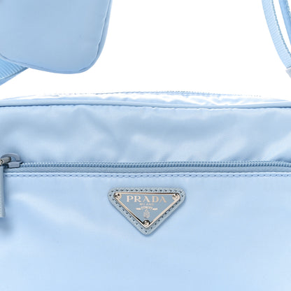 Prada Re-Nylon Vela Saffiano Pocket Double Zip Shoulder Bag Celeste 7 of 9