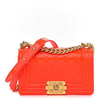 Chanel Patent Calfskin Quilted Small Boy Flap Orange 1 of 9