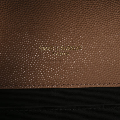 Saint Laurent Grain De Poudre Matelasse Chevron Monogram Envelope Clutch Vintage Peach 6 of 9