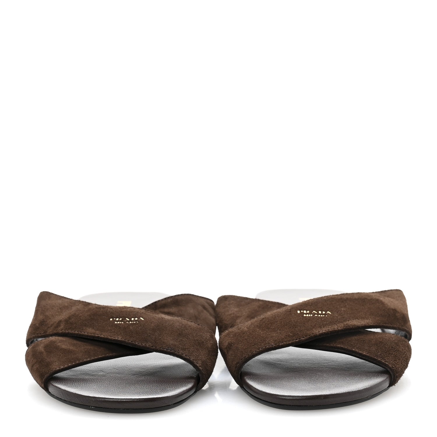 Prada Suede Crisscross Slide Sandals 38.5 Moro 3 of 8