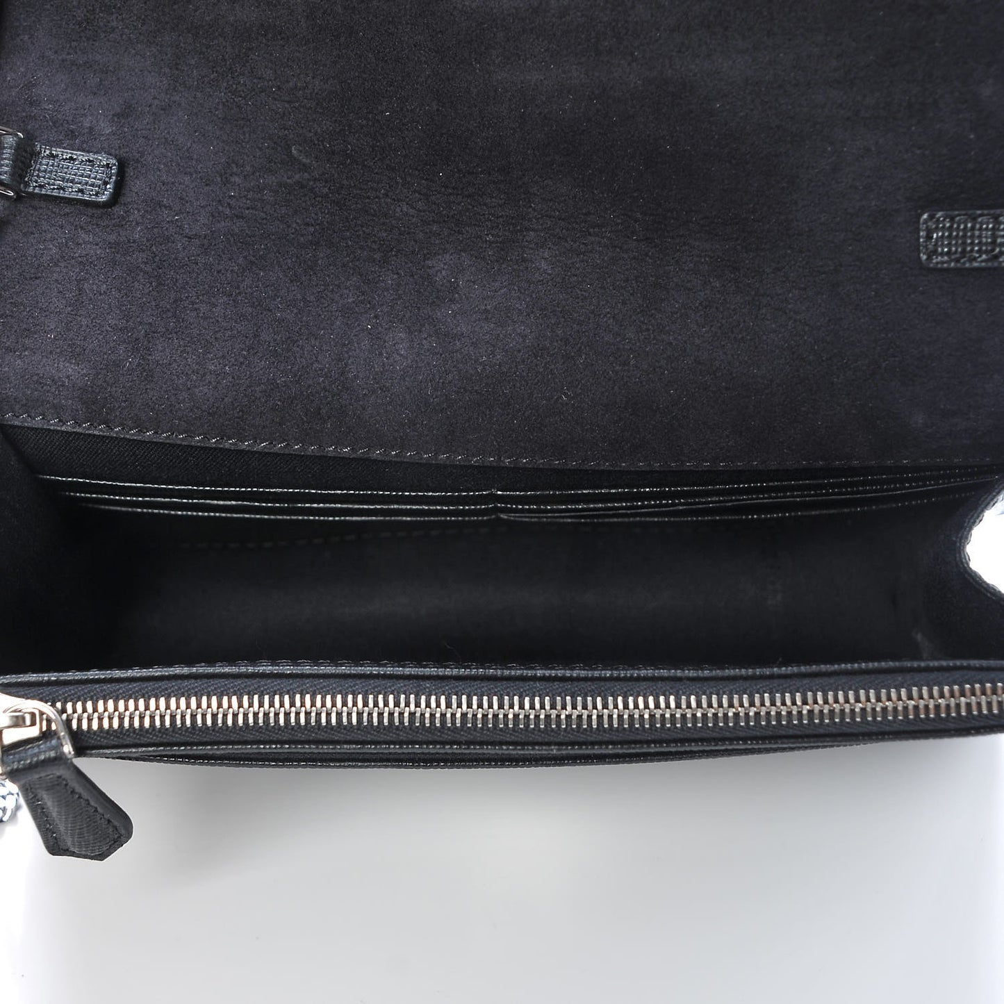 Vitello Elite Mink Fur Studded Karlito Tube Wallet on Chain Black