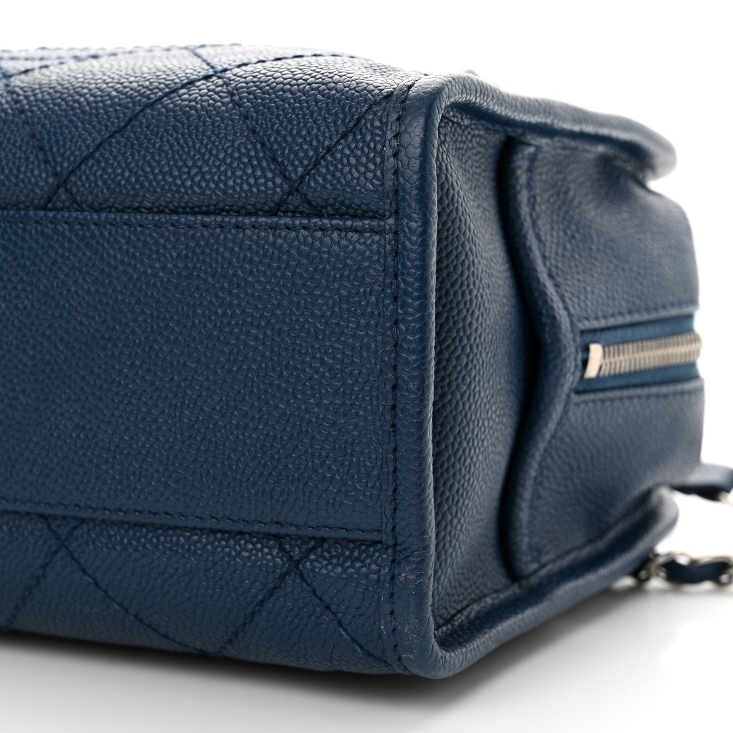 Chanel Caviar Quilted Small Deauville Bowling Bag Blue 10 of 14