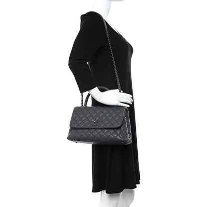 Chanel Caviar Quilted Small Coco Handle Flap Grey 3 of 10