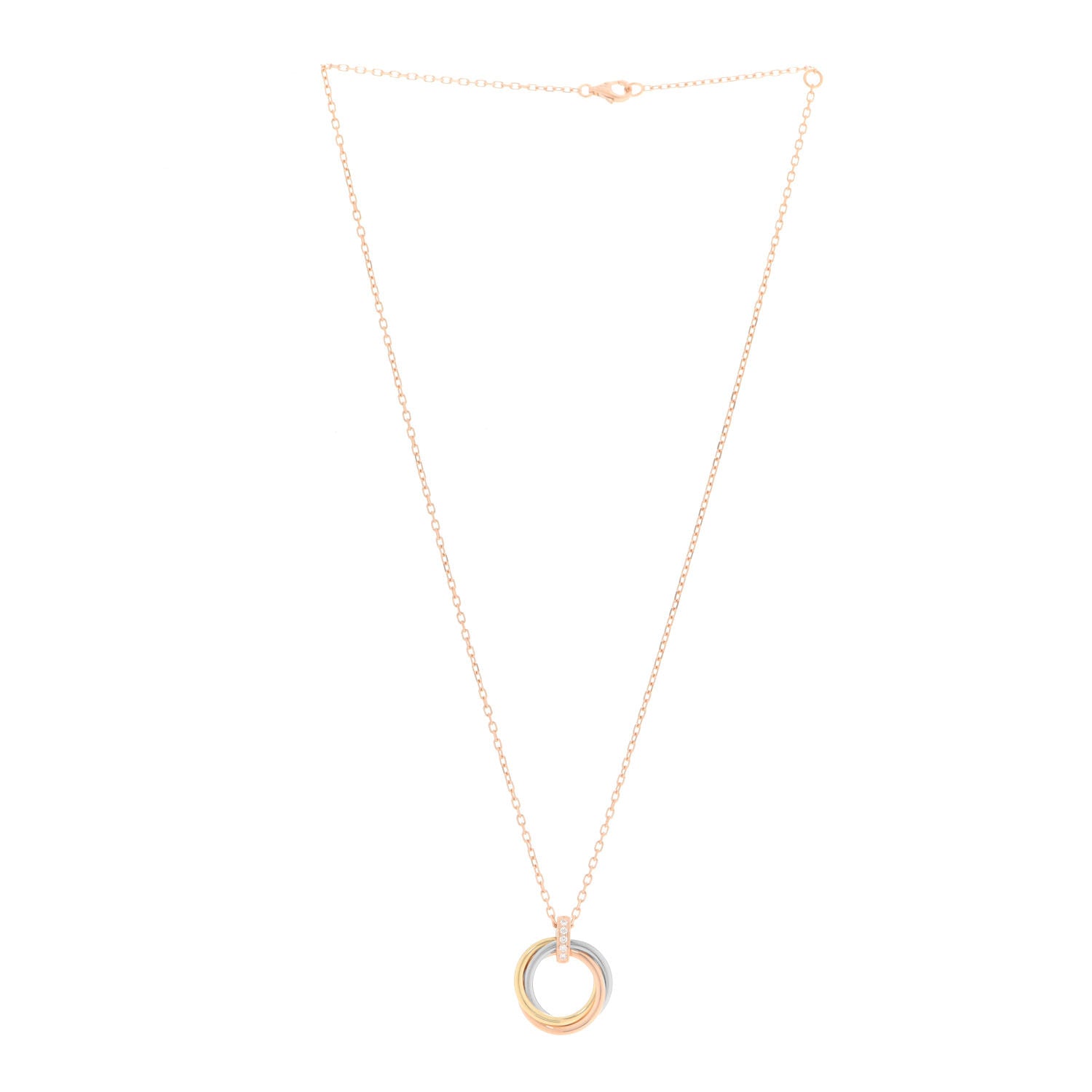 Cartier 18K Pink White Yellow Gold Diamond Trinity Pendant Necklace 3 of 6