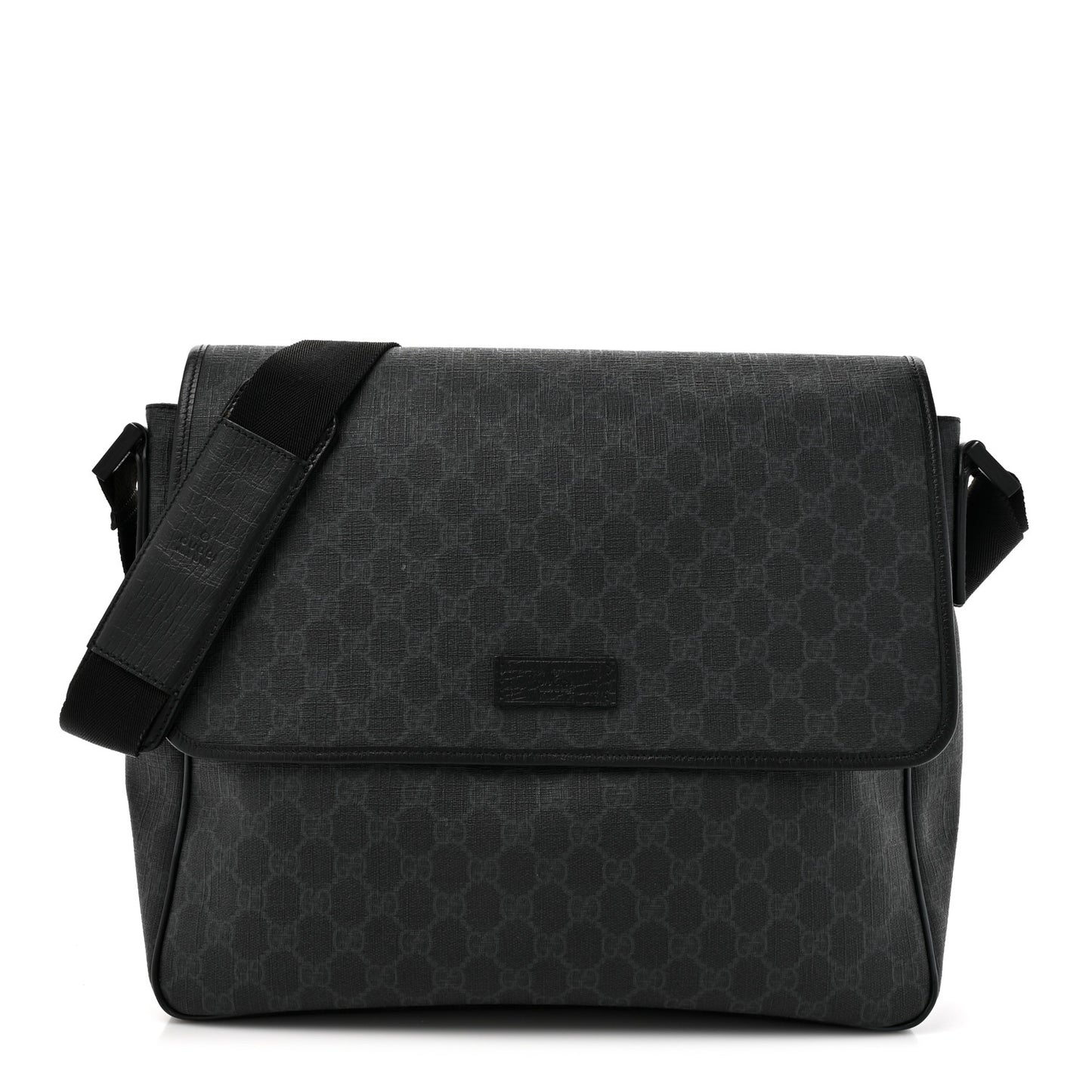 GG Plus Monogram Medium Flap Messenger Bag Black