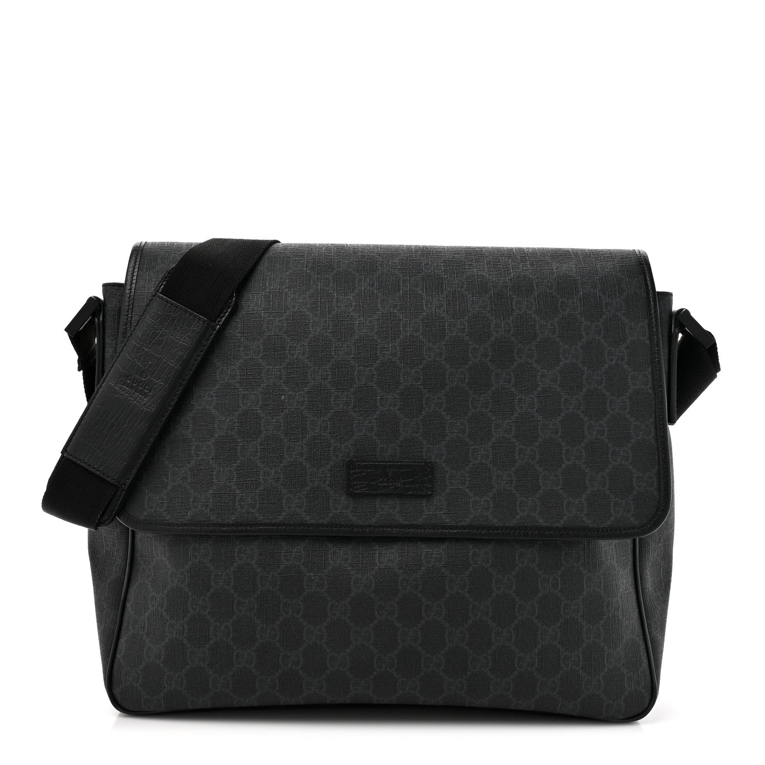Gucci GG Plus Monogram Medium Flap Messenger Bag Black 1 of 16