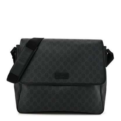 Gucci GG Plus Monogram Medium Flap Messenger Bag Black 1 of 16